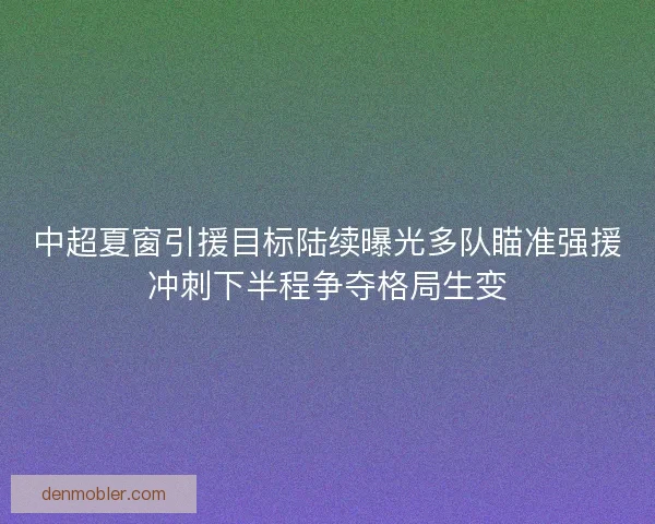 中超夏窗引援目标陆续曝光多队瞄准强援冲刺下半程争夺格局生变